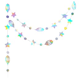 Iridescent Star Moon Circle Garland Ramadan EID Mubarak Birthday Party Decorations Hanging Crescent Twinkle Little Star Streamer