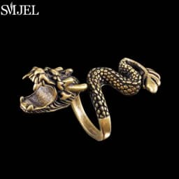 SMJEL Vintage Animal Shape Adjustable Ring Punk Ancient Dragon Rings Thai Silver Boyfriend Jewelry Unique Snake Ring Bijoux 2025
