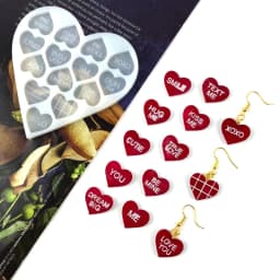 Love Ear Studs Earrings UV Crystal Epoxy Mold Keychain Pendant Resin Silicone Mould DIY Crafts Jewelry Casting Tools