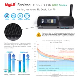MeLE PCG02 Fanless Mini PC Stick N100 8GB LPDDR4 128GB Micro Desktop Computer with Full Function USB-C, 2.4G/5.0G WiFi, 4K HDMI