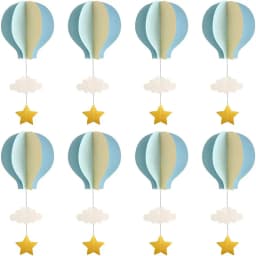 8/4 Pcs Pastel Blue Large Size Hot Air Balloon Garland Decor Paper Cloud Hot Air Balloon Hanging Birthday Baby Shower Decoration
