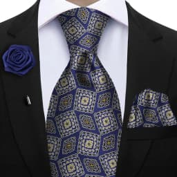 Peacock Blue Floral Print 2-Piece Tie & Pocket Square Set for Men Wedding Business Casual Stylish Accessories