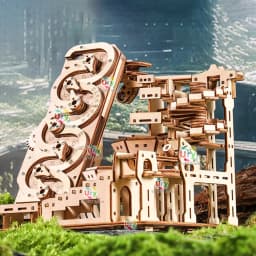 Ury 3D Wooden Puzzle Electric Track Device Marble Run Set Counter Current Compass Model Science Ball Maze Assembly Gift