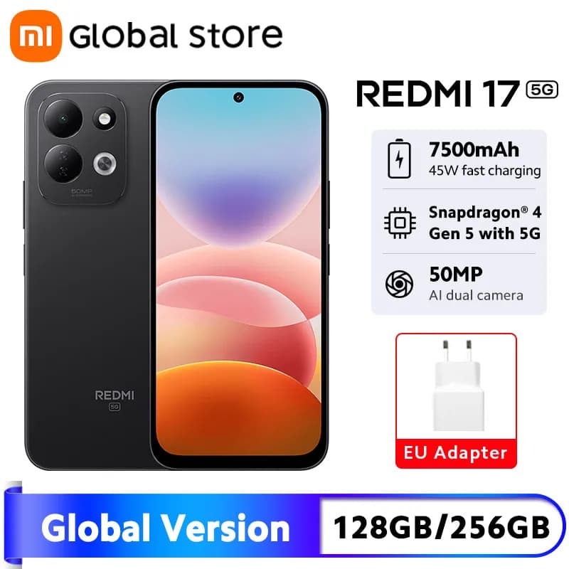 Global Version Redmi 17 5G Smartphone 128GB/256GB ROM Snapdragon® 4 Gen 5 CPU 50MP Camera 7500mAh 45W Charging 6.9" Display 120H