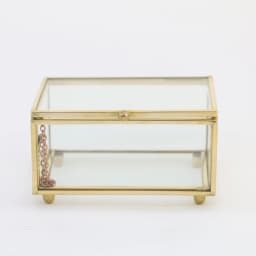 Retro Rectangle Transparent Golden Glass Ring Box Wedding Geometric Jewelry Organizer Home Decorative Box for Storage Trinket