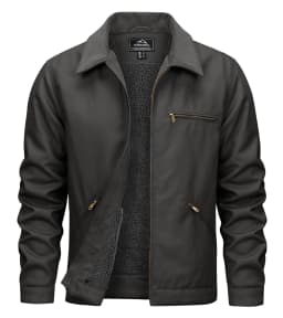TACVASEN Heavy Duty Canvas Work Jackets Mens Construction Duck Retro Jacket Sherpa Waterproof Warm Winter Coats Cotton Pockets