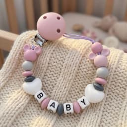 Custom Baby Name Pacifier Holder Blue Heart Silicone Beads Handmade Dummy Clip for Boys Shower Gift Nipple Strap Teething Chain