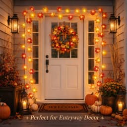 1pc 10/20/30/40 Fall Harvest Maple Hanging String Light Battery Powered Garden Lamp Perfect For Party Wedding Halloween Decor