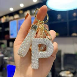 Full Rhinestone 26-Letter Keychain, Bling Car Key Ring & Sparkly Bag Charm - Perfect Small Gift