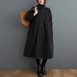plus Size Casual Slimming Autumn Winter Fce Long Sve Vintage Loose Velvet Women's Jaet Thiened Cotton Double Collar