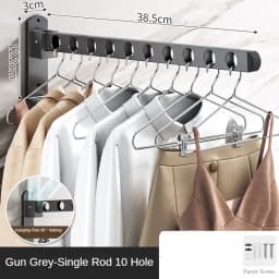 Wall Mounted Wall-Mounted Clothes Hanger New Closet Durable Couple Stainless Steel Folding Retractable Hook Home