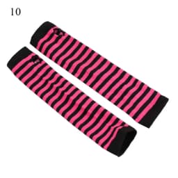 New Long Glove Arm Cover Classic Pink Black and White Striped Fingerless Elbow Gloves Warmer Knitted Wristband