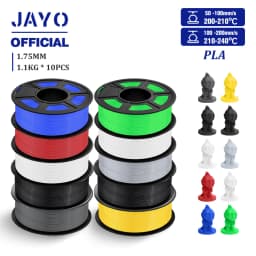 JAYO PLA Filament 1.75MM 10Rolls/set PLA 3D Printer Filament Multicolor For FDM 3D Printers Neatly Wound 3D Printing Materials