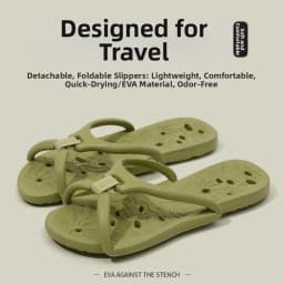 Non-slip Foldable Travel Slippers Lightweight Comfortable EVA Hotel Flip Flops Soft Flat Heels Bathroom Slippers Men and Women