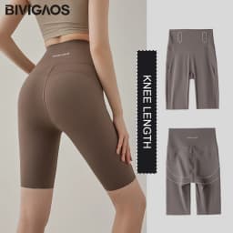 BIVIGAOS Summer High Waist Tight-Fitting Butt Lifter Shark Cycling Shorts Women Knee-Length Sports Fitness Biker Shorts Leggings