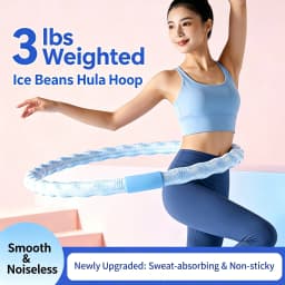 Ice Bean Cooling Weighted Hula Hoop 3-5 LBS Fat Burning Waist Slimming Silent Fitness Hoop for Summer Workout