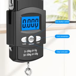 50kg/40kg 10g Portable Digital Scale LCD Electronic Hook Hanging Scale Baggage Weight with 100cm Retractable Measuring Tape