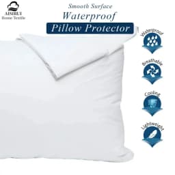 Waterproof Pillow Protector with Zipper Bed Bug Proof Pillowcase Protects Against Dust Mite &Stains Allergens Pillow Cover 1pc