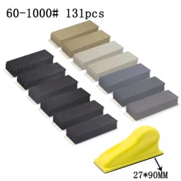 Micro Detail Sander Paper Kit 71-131Pcs Wet Dry Sandpaper Assorted Grit 3.5”x 1”Hand Sanding Block with Hook and Loop Sanding