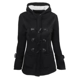 Long Cotton Jacket Women's Winter Coat Warm Overcoat Thickened Fleece Lined Slim Fit Hooded Button Front Closure Ladies Coat