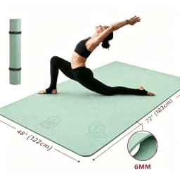 HAPBEAR Extra Large Yoga Mat,48ร72 Inch TPE 6mm/8mm DoubleโSided NonโSlip Wide Fitness Mat with Bag Straps for Home Gym Pilates Workouts