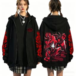 Hazbin Hotel 2026 New Anime 2D Print Hoodie Fun Style Men's and Women's Zip-up Sweatshirt