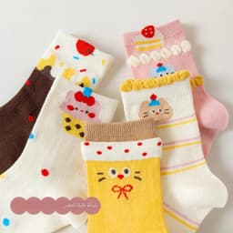 5 Pairs Cute Cartoon Kids Socks Summer Thin Mesh Breathable Pure Cotton Girls Mid-Toddler Big Kids Mid-Calf Socks