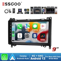 Essgoo 2DIN Android 14 9inch Carplay Car Stereo Multimedia Player Radio GPS Navi For Mercedes Benz A/B Class W169 W245 B200 W906