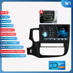 Hizpo 2 Din Android 13 For Mitsubishi Outlander 3 2012-2018 Car Multimedia Player Stereo CarPlay Navigation GPS Octa Core 7862