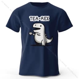 Men's Tea-Rex Dinosaur Printed 100% Cotton T-Shirt, Soft & Breathable Round Neck Short Sleeve Tee, Unisex Fun & Quirky Style