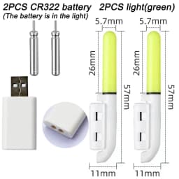 Night Fishing Light CR322 Lithium Battery USB Charge Set Buoy Tools Bobber Pesca Luminous Stick Rod LED Tackle Fluorescent Lamp