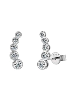 Shiny 0.86CT Curve Real Moissanite Diamond Stud Earrings For Women Real 925 Sterling Silver Gift Dating Fine Jewelry
