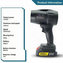 Powerful Air Blower with 550g Thrust Turbo Fan for Cleaning Leaves, Snow, and Dust โ Includes 18V Makita - Compatible Battery