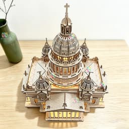 3D Wooden Puzzle Royal Castle Isaac's Cathedral in Russia Model With LED Light Assembly Kits For Adult DIY Decoration for Gifts