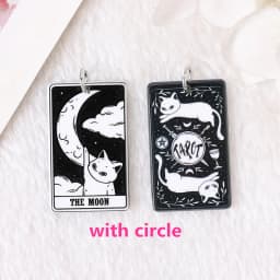 8Pcs 39*23 MM Black White Cat Tarot Card Charms Creative Acrylic Sun Moon And Lovers Jewelry For Earring Necklace Diy