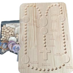 Prayer Bead Counting Board Set with Colorful Card Holder Convenient Wood Rosary Board Elegant Wood Beading Board DIY