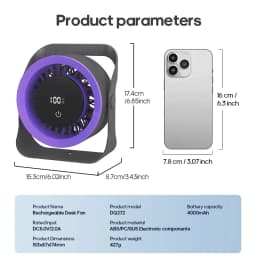 4000mAh Outdoor Desktop Fan Angle Adjustable 100 Speeds Wall Mount Portable Fan With Remote Control and Touch Screen Cooling Fan