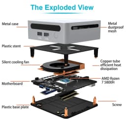GenMachine Ryzen 7 7730U Mini PC AMD Ryzen Dual Channel DDR4 3200T/s 16GB 500GB PCIe4.0 SSD WiFi6 BT5.2 diy Gaming Computer