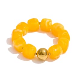 Yhpup Acrylic Square Beads Chain Necklace Bracelet Bangle Stainless Steel Handmade Jewelry Waterproof Green Khaki Pink Amber