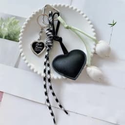 Trendy Leather Heart Bow Keychain Delicate Beaded Keyring Car Key Holder Bag Pendant Decoration For Girls Gift
