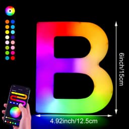 1PC Smart LED Letter Light - DIY RGB Marquee App Control Music Sync Indoor Sign Game Holiday Party Wedding Graduation Season A-Z