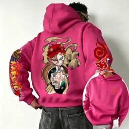 Naruto Gaara 2026 Spring and Autumn New Cartoon Anime Harajuku Y2K Street Fashion Couple Hooded Sweatshirt