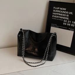 Simple Versatile Pu Leather Shoulder Bags for Women Large Capacity Ladies Chain Work Tote Bag College Style Girls Class Handbags