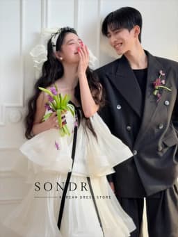 Sondr Customized Tiered Strapless Korean Wedding Dresses Photo Shoot Floor-Length Japanese Luxury Women Party Gown for Wedding