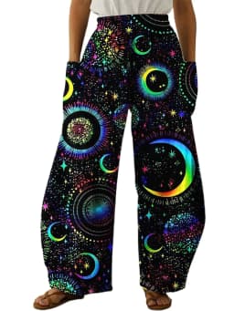Galaxy Sky Full Length Wide Leg Pants 3D All Over Print Thin Hipster Fashion Summer Streetwear Sweatpants Women Clothing