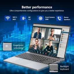 Xiaman 15.6" Laptop Computer Intel Core i3 Notebook PC Fingerprint Unlock Windows 11 Pro 16GB RAM 512GB 1TB SSD HD 1080P Laptops