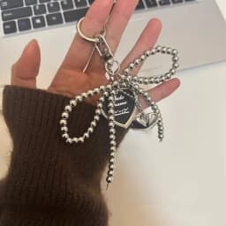 Korean Styles Bag Charm Lovely Heart Keychain Backpack Handbag Pendant Ornaments Bows Keyrings Fashion Keyholders
