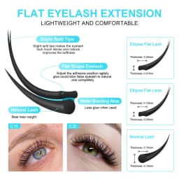 NAGARAKU Premium Matte Ellipse Eyelashes Split Tips Ellipse Shape Natural Light Faux Ellipse Eyelashes Dark Black Lashes