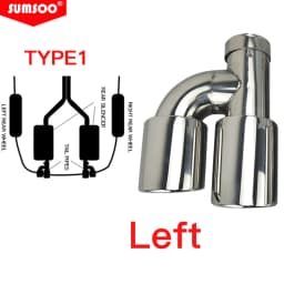 Genuine SUMSOO Car Accessories Stainless Steel H-Type Double Outlet Crimping Edge Exhaust Pipe Tailpipe