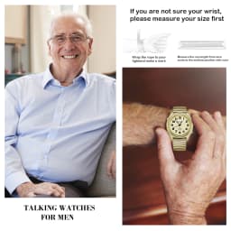 Hearkent English Talking Watch for Elderly Classic Elastic Strap Watch US Atomic Clock Digital Watch Couple Watch Parents Gift